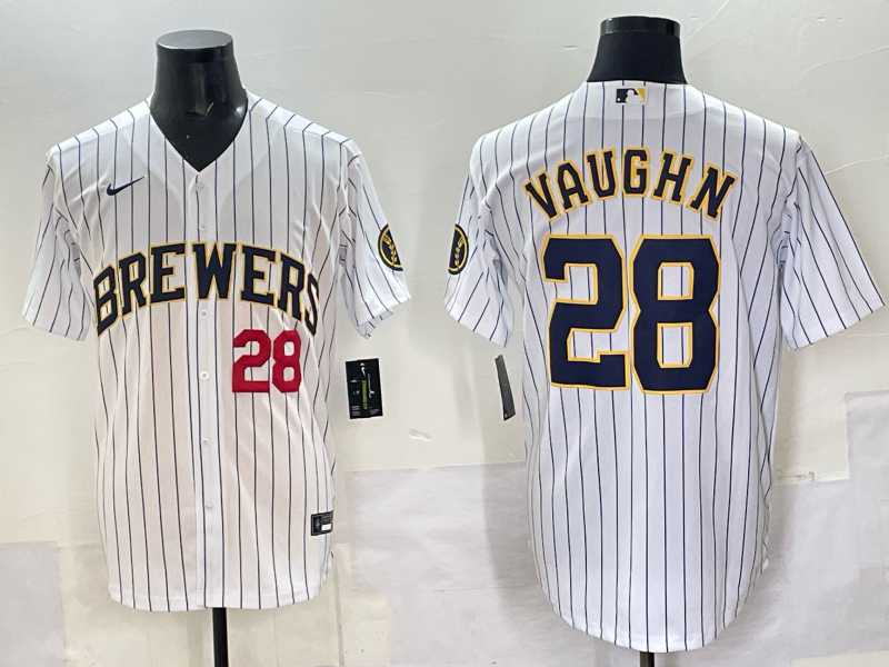 Men Milwaukee Brewers #28 Vaughn white 2025 Nike NFL JERSEY 003